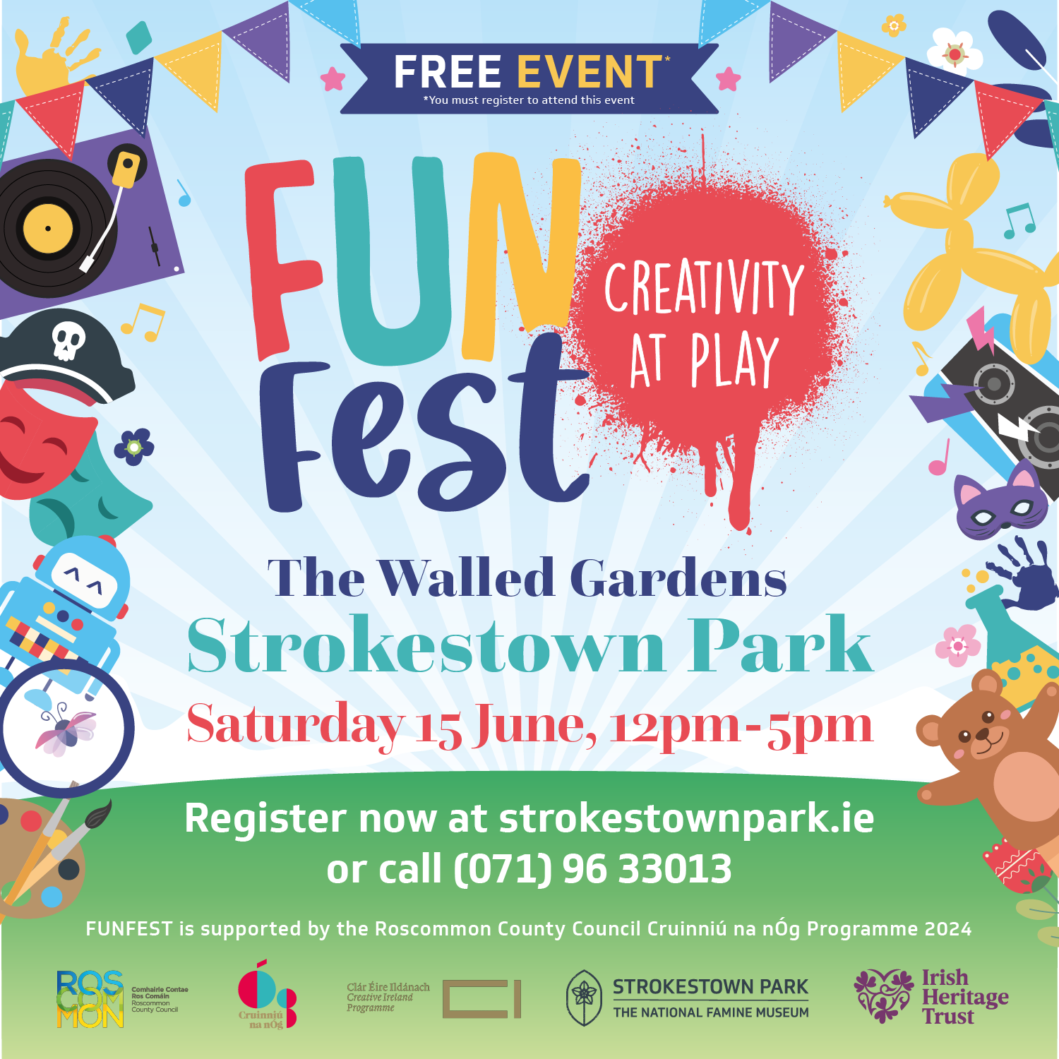 Join us for FunFest 'Creativity At Play' at the beautiful Walled Gardens of Strokestown Park as part of Cruinniú na nÓg 2024.