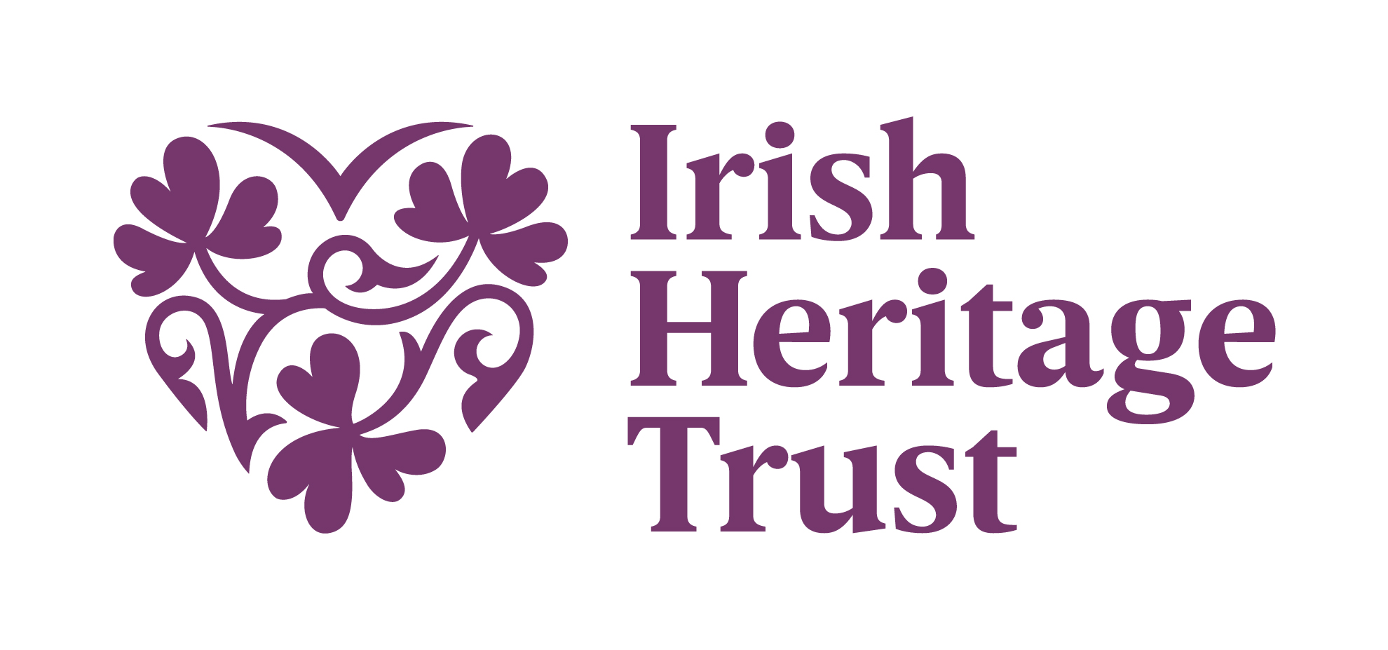 Irish Heritage Trust logo in purple with a heritage heart icon