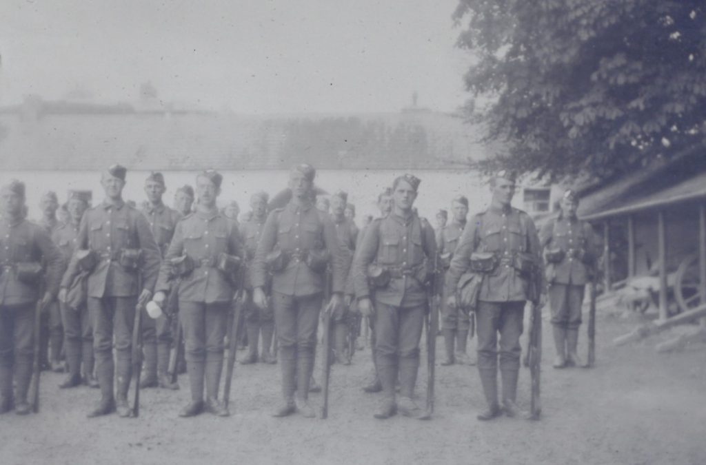 Black and white picture of soldiers at Strokestown Park
