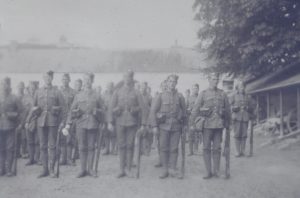 Black and white picture of soldiers at Strokestown Park