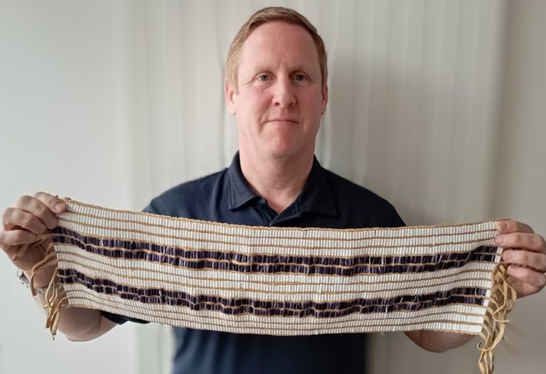 Michael Kennedy Ireland Lacrosse with Wampum Belt from Iroquois Nationals