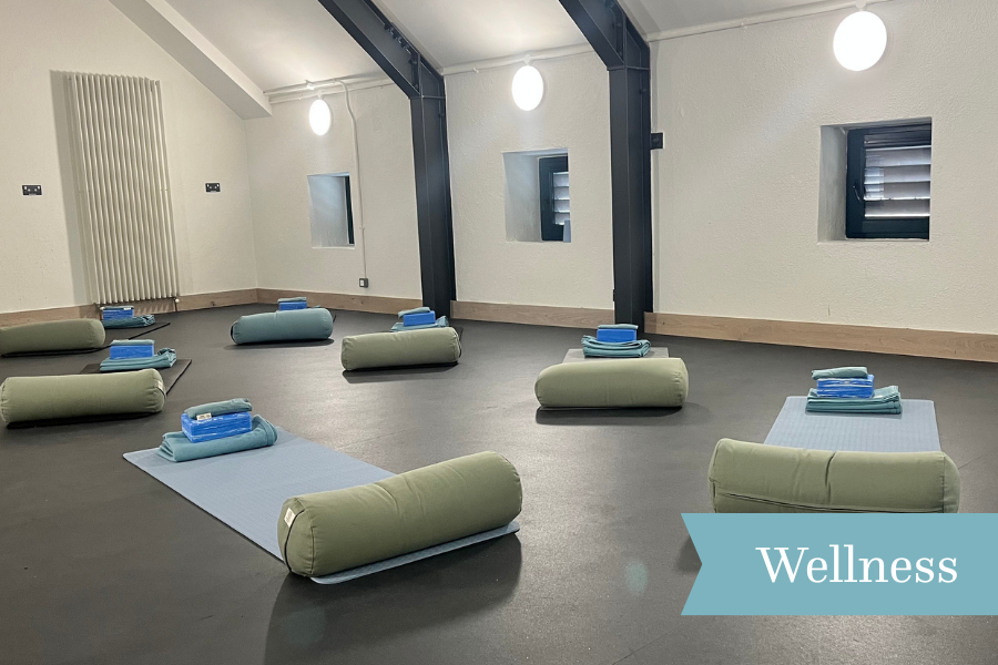 Yin Yoga Website Image Yoga matts laid out in preparation for a yoga workshop in Strokestown Park.