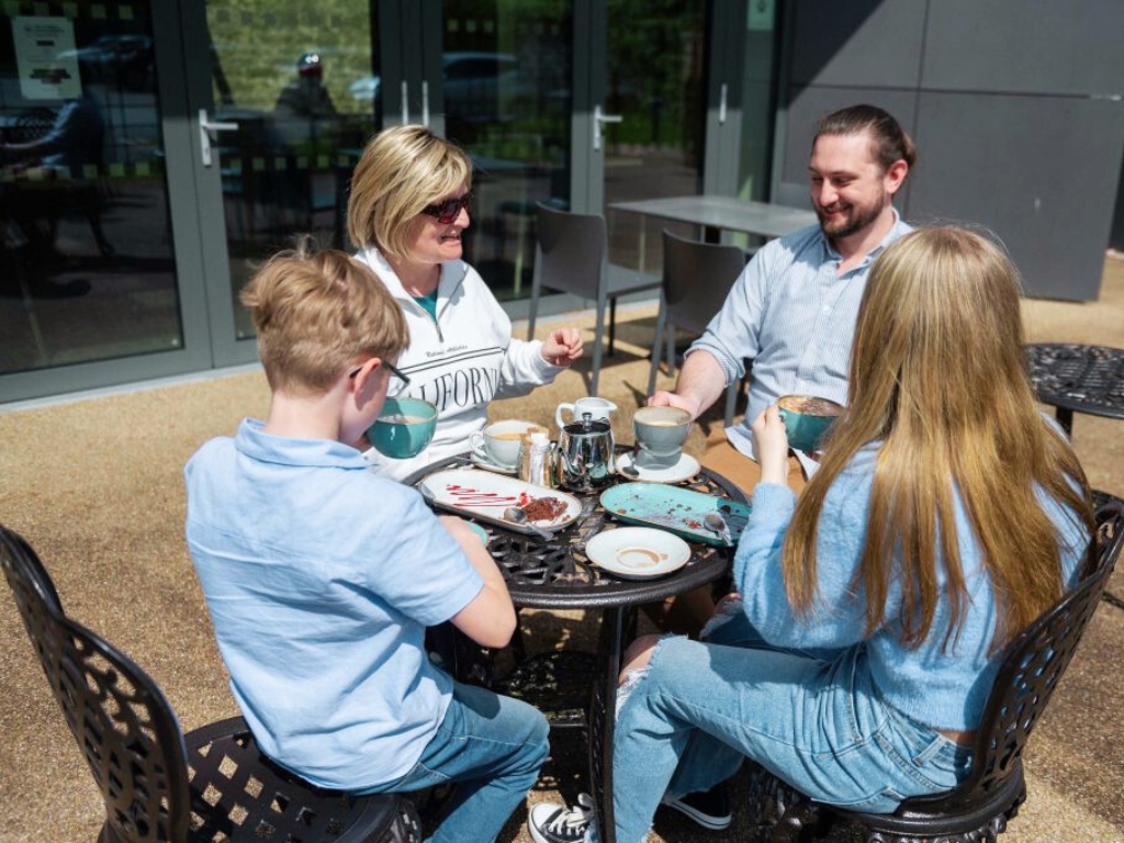 A family eating lunch outside at Strokestown Park