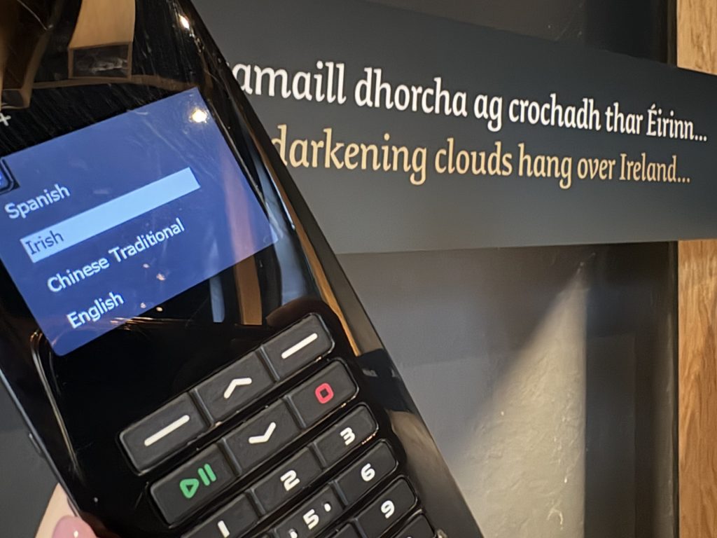 Audio guide in irish language pictured in the National Famine Museum, Strokestown Park