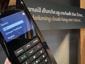 Audio guide in irish language pictured in the National Famine Museum, Strokestown Park