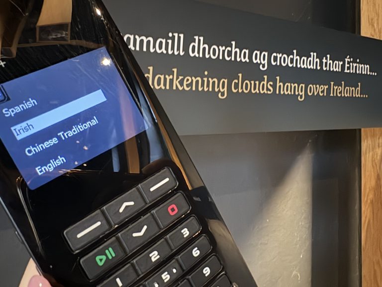 Audio guide in irish language pictured in the National Famine Museum, Strokestown Park