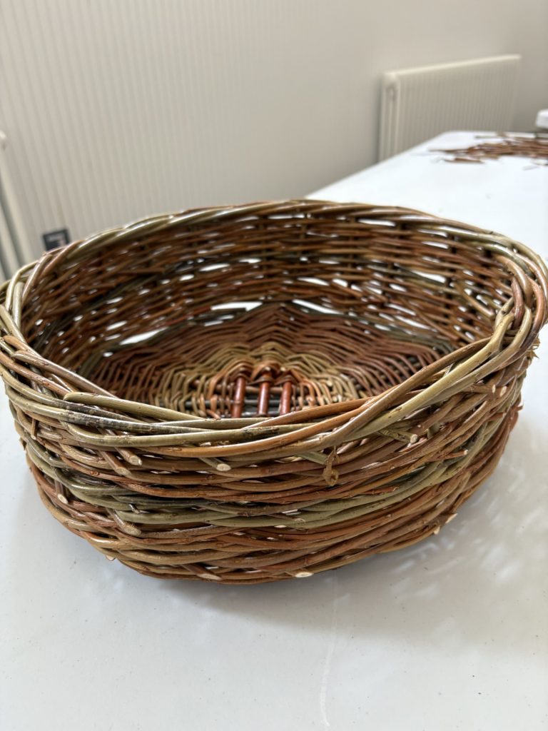 Finished willow woven potato skib