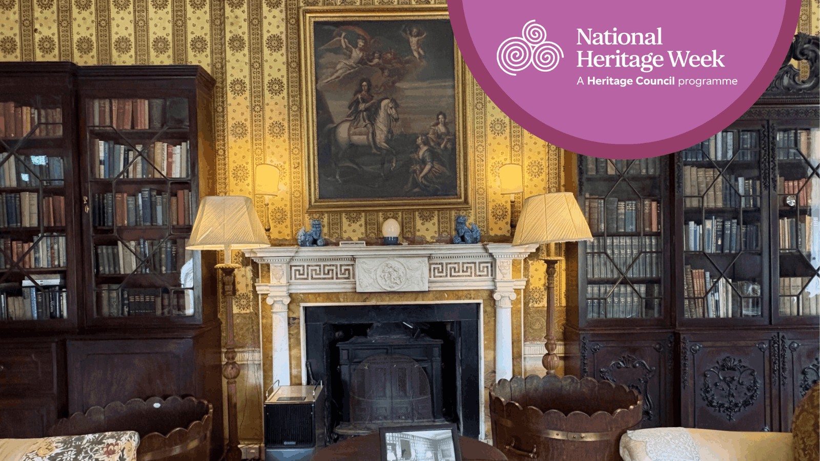 Wallpaper in the library of Strokestown House.