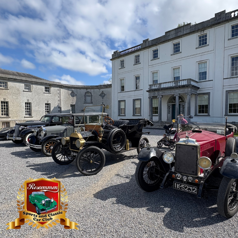Vintage Cars parked in front of Strokestown Park House